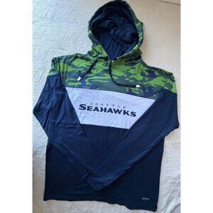 Seattle Seahawks Zubaz Hoodie Mens L NFL Camo Blue Green Pullover Football